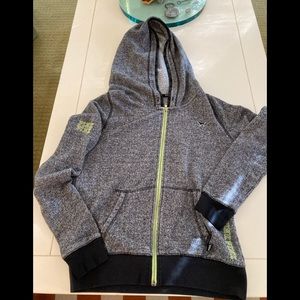 Black Dog Victoria Secret Pink Front Zip Hoodie Sz Sm Gray Bright Green Accent